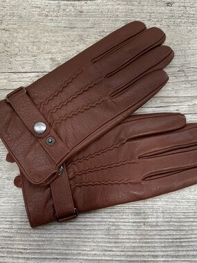 Women’s Gloves Faux Leather Brown Winter Size L